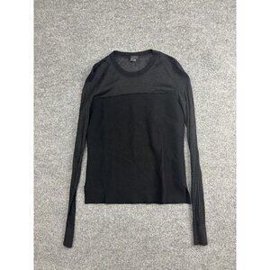 Theory Sweater Womens Small Black‎ Sheer Panel Crew Neck Knit Pullover Top